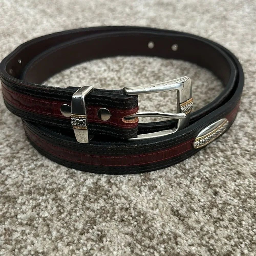 Mens Two-tone Leather Belt 52” tip to tip XXL